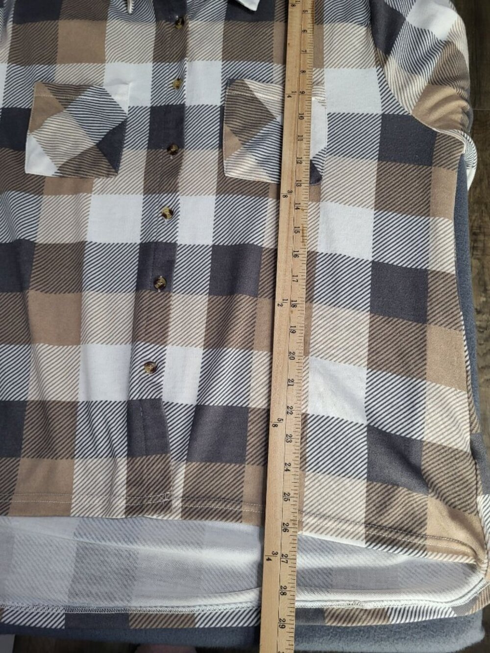 Sabrina Lauren NY Womens XL Plaid Button Down Shirt Shacket Soft Cozy Neutral - Picture 6 of 7